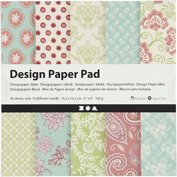 Creativ Company Design Paper Block Mint Green/Purple 50 Sheets