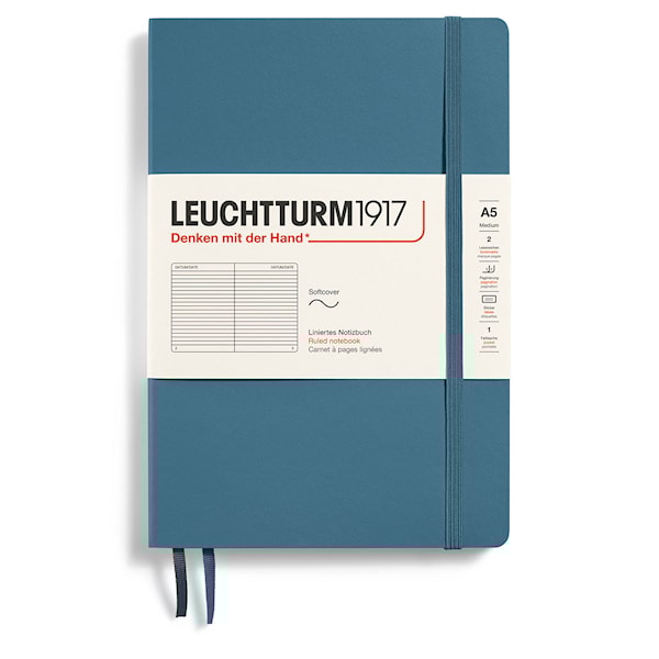 Notatbok A5 Myk Linjert Steinsblå Leuchtturm1917