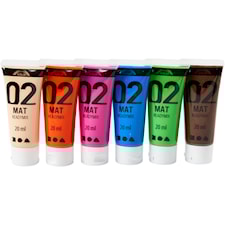 A-Color akrylmaling, suppl. Farger, 02 - matt, 6x20ml