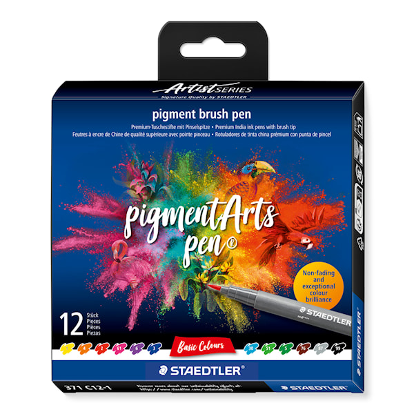 Brush Pen Pigment Basic 12-pack Staedtler