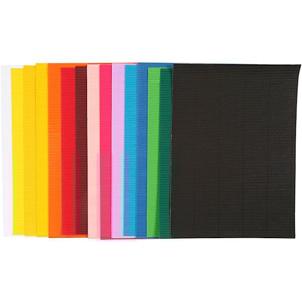 Bølgepapp, ark 25x35 cm, 80 g, 15 ass. ark/ 1 pk.