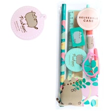 Skrivset Pusheen med penna, suddigumm vässare och linjal 5 delar