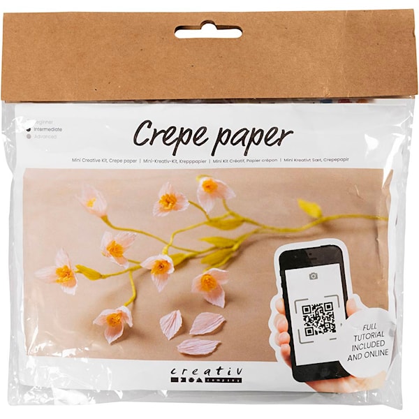 Mini DIY Kit Kreppapir, Kirsebærgren, Strekk-/krep: 180%, 1 pk.