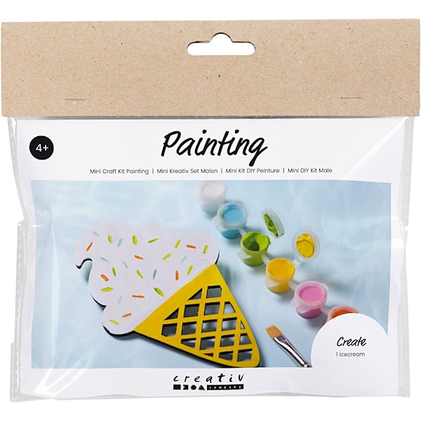 Mini DIY Kit Maling, Iskrem-kremmerhus, ass. farger, 1 pk.