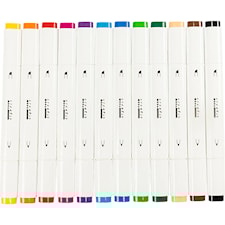 Fine line -tussi, paksuus 1+8 mm, perusvärilajitelma, 12 kpl/ 1 pkt