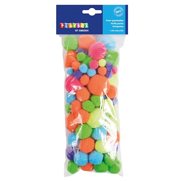 Pompoms Neon 100-pakk Playbox