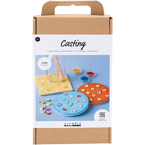 DIY Kit Støping, Fliser, blå, rød, gul, 1 pk.