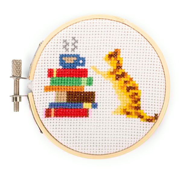 Broderikit Mini Kryss-sting Katt og Bok Kikkerland