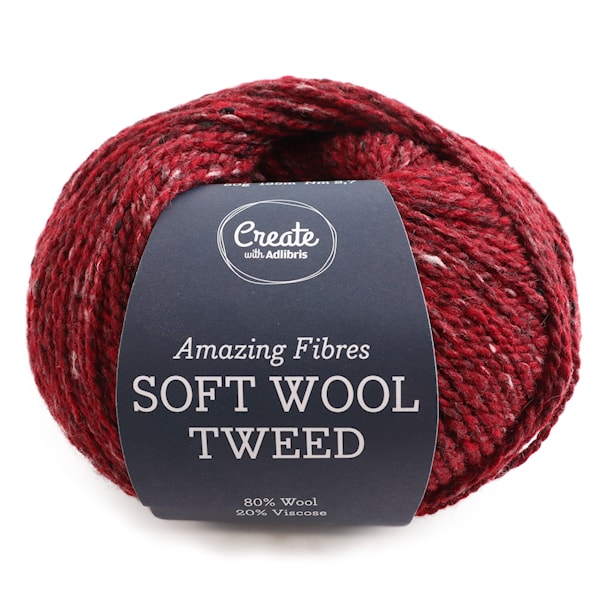 Adlibris, Soft Wool Tweed, 50 g, Deep Red A465