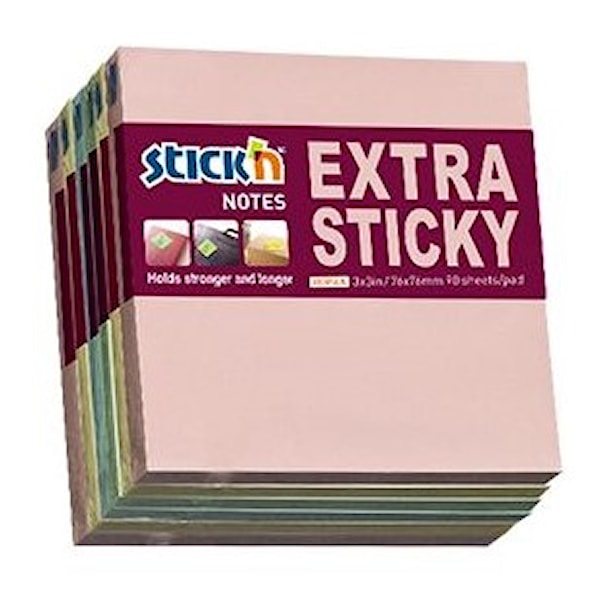 Notatblokk Ekstra Klistrende Pastell 76x76 90 ark 6-pakning