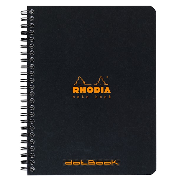 Spiralblock Svart A5+ Prickat Rhodia