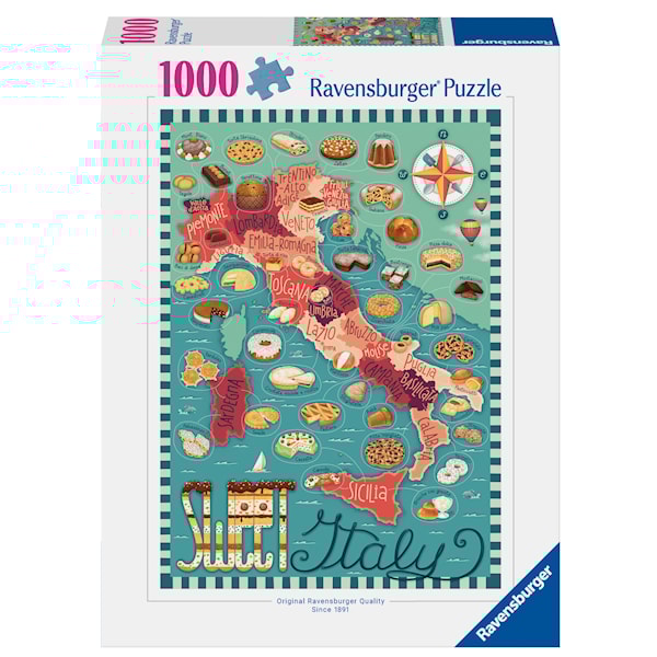 Kart over Italia - søtt Puslespill 1000 brikker, Ravensburger