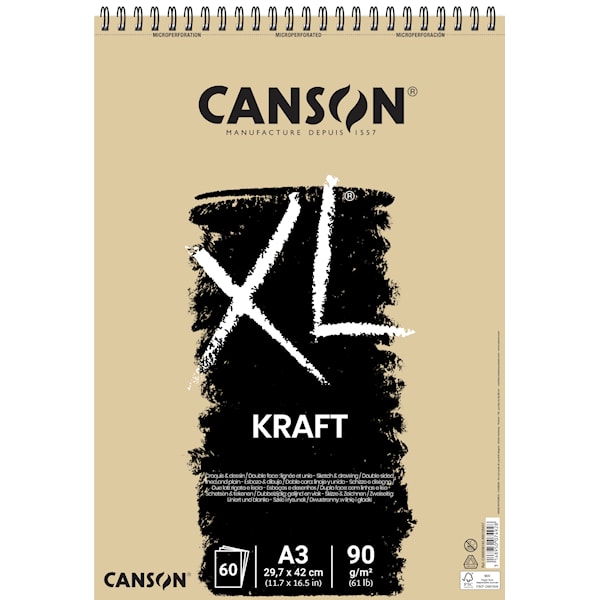 Tegnepapir blokk A3 90g 60 ark Canson XL Kraft