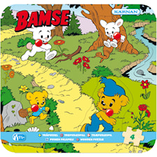 Bamse I Skogen KnopBarnpussel Av Trä 4 Bitar Kärnan