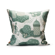Littlephant Jardin de la vie Prydnadskudde 100% Bomull 50x50 cm Vit/blå