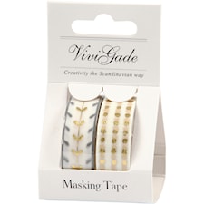 Washitejp Guld Prickar och Hjärtan 15 mm x 4 m 2-pack