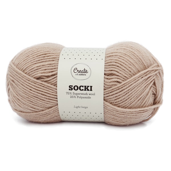 Adlibris Socki Lanka Yksivärinen Villasekoitus 100g Light Beige A041