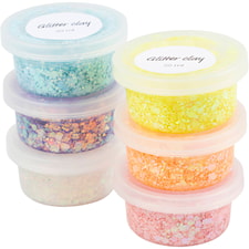 Glitter Clay, pastellfarger, 6x20 g/ 1 pk.