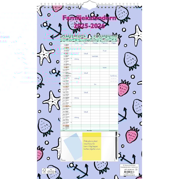Familie-veggkalender 25/26 18 mnd 5 kolonner Almanacksförlaget