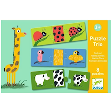 Triopuslespill 24 Biter Motiv Dyr som Passer med Riktig Pels Djeco