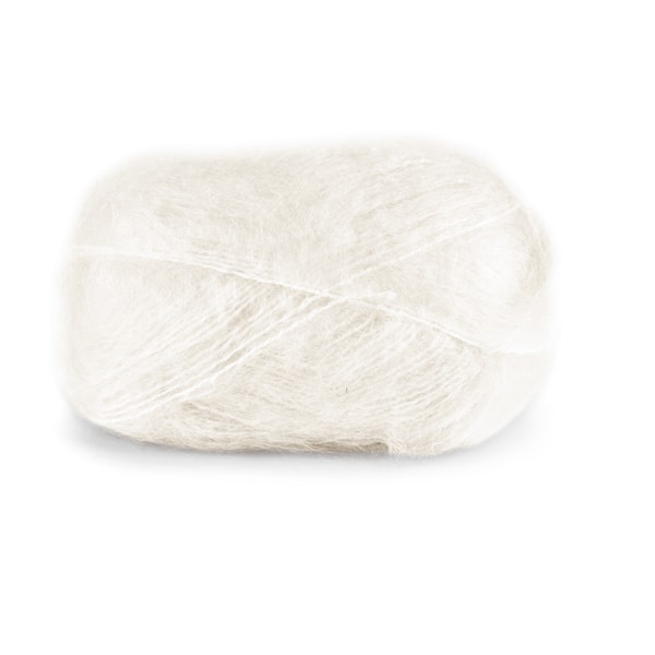 Dale Garn Line Langmo Påfugl Mohair Mix 50 g Vit 0010