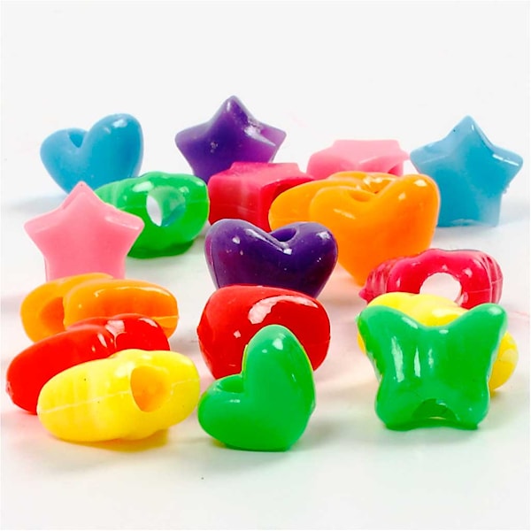Figurperler, dia. 10 mm, hullstr. 3,5 mm, ass. farger, 400 g, 700 ml/ 1 boks