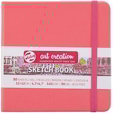 Skissbok Coral Red 12x12 cm 140g 80 creme vita sidor Talens Art Creation