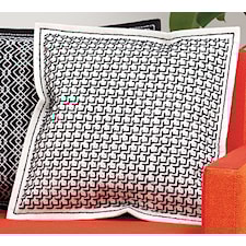 Broderi Pute i filt med stansede hull Svart på Off-white sett 42 x 42 cm