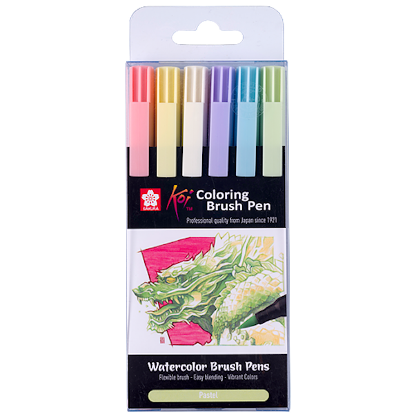 Sakura Koi Colouring Brush Pen set Pastel | 6 colours