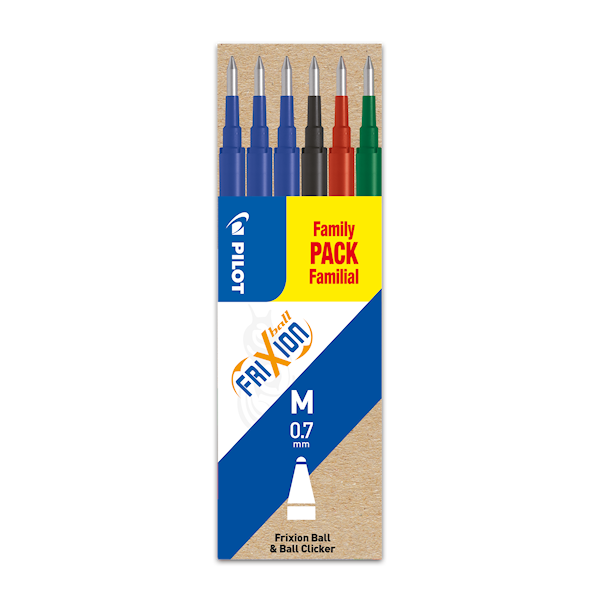 Refill Pilot FriXion Medium 0.7 mm - med 6 stk. ass. farver