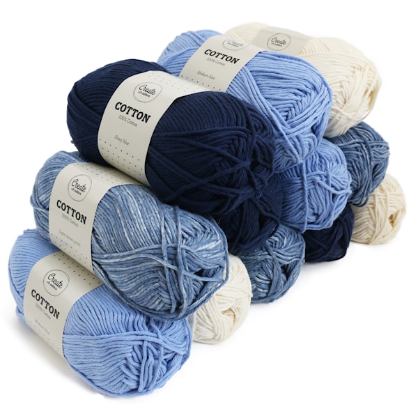 Adlibris Cotton Garn 100g Blå Bestemorsrutor 12-pakk