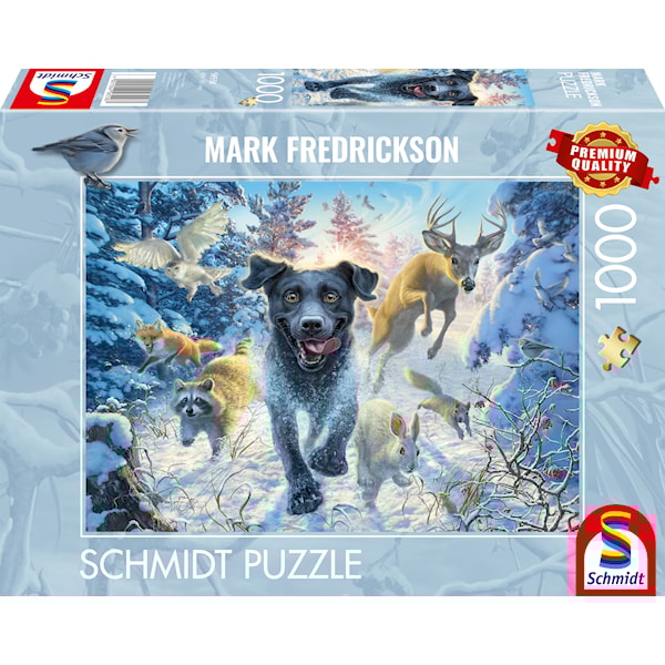 Puslespill Black Labrador in the snow 1000 brikker, Schmidt