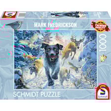 Pussel Black Labrador in the snow 1000 bitar, Schmidt