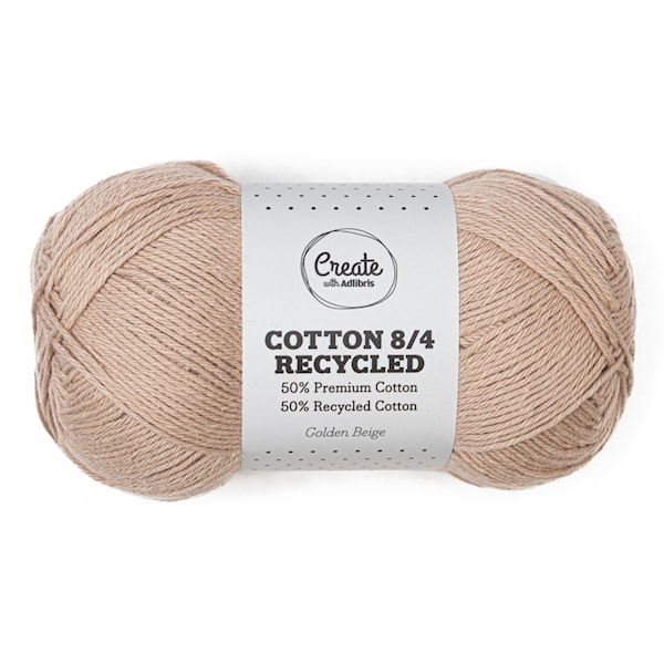 Cotton 8/9 Garn 100g Recycled Golden Beige A529 Adlibris