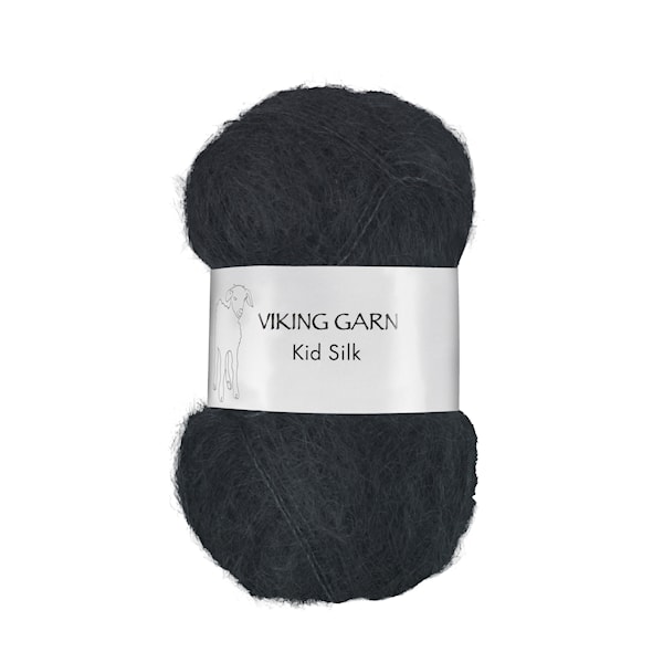 Kid/Silk Garn 25 g Svart 303 Viking Garn