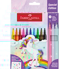 Tuschpenna Castle Unicorn 10+3 st glitterpennor Faber Castell