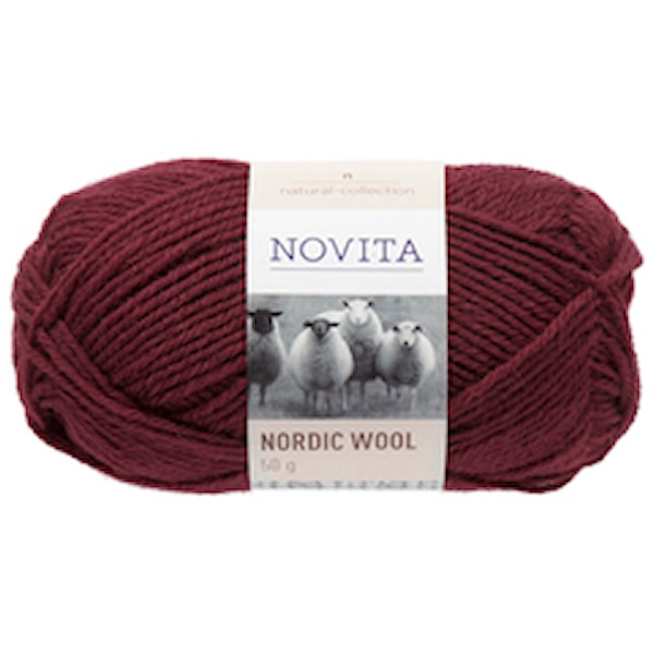 Novita Nordic Wool Garn Ullgarn 50 g, mörkt rubin 590
