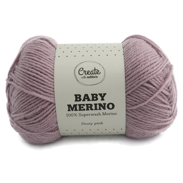 Adlibris Baby Merinoull Garn 50g Dusty Pink A008
