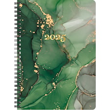 Kalender A5 Green Marble 2025 12 mån Almanacksförlaget