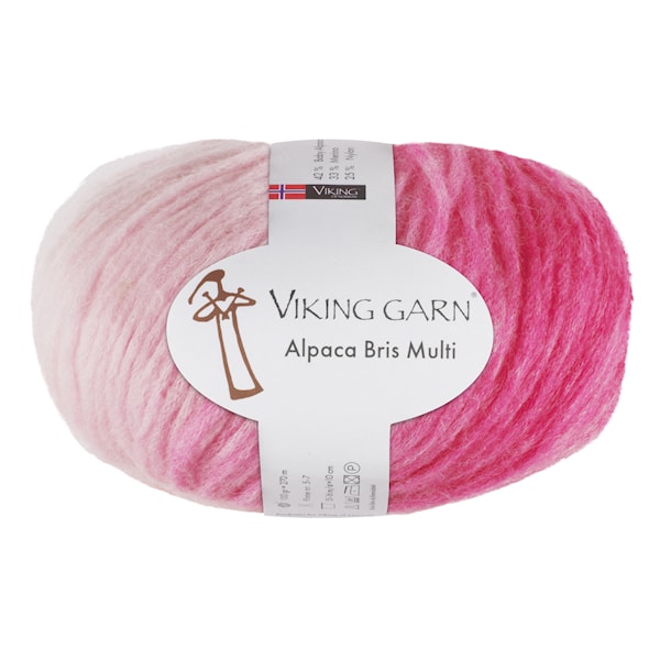 Alpaca Bris Multi Garn 100 g Rosa 366 Viking Garn