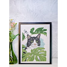 Kirjontapakkaus Taulu Kissa 30 x 40 Svarta Fåret