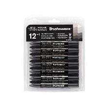 BrushMarker Set om 12 st Grå Kulörer Winsor & Newton
