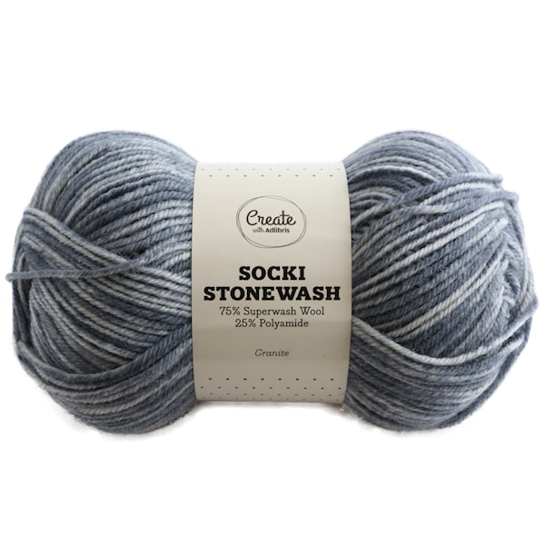 Socki Stonewash 100 g Granite B115 Adlibris