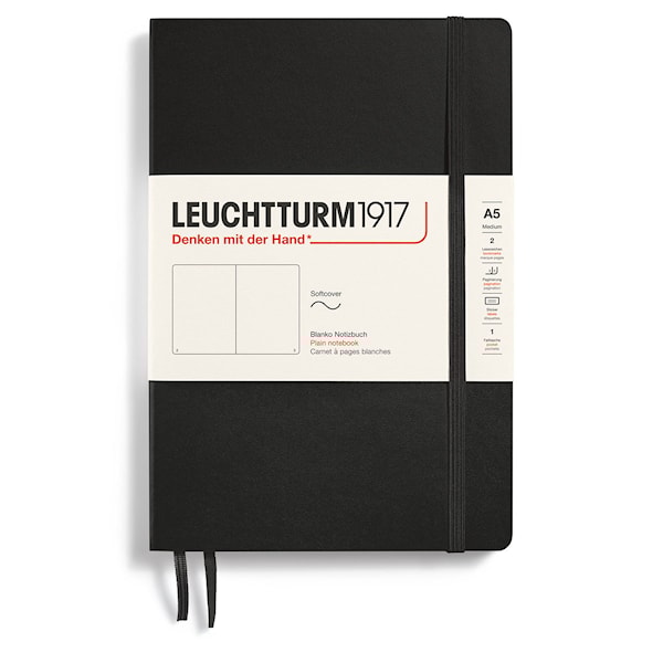 Notatbok A5 Myk Ulinjet Svart Leuchtturm1917