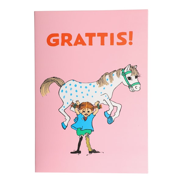 Gratulationskort Grattis 12x17 Pippi L&aring;ngstrump