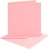 Kort og konvolutter, kort str. 15,2x15,2 cm, konvolutt str. 16x16 cm, 220 g, rosa, 4 sett/ 1 pk.
