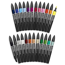 Brushmarker -sarja 24 kpl "Student Designer" merkkauskynää käytännöllisessä laukussa Winsor & Newton