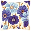 Kirjontapakkaus, ristipisto - Tyynynpäällinen, kuvallinen kangas Blue Anemones 40 x 40 cm Vervaco