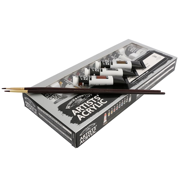Winsor & Newton Målarset Akrylfärger och Penslar 8x20 ml