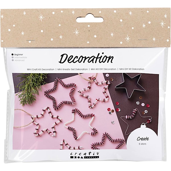Mini DIY Kit Dekorasjon, Stjerner, rød, 1 pk.